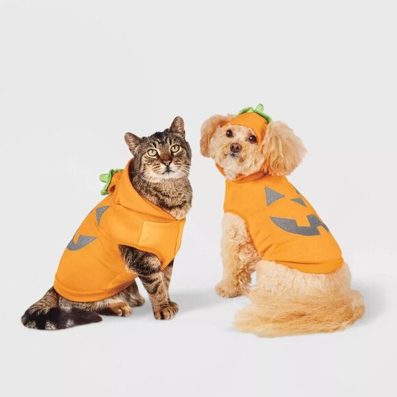 NEW Reflective Jack-O Lantern Cat Dog Pet Halloween Costume Small (Up to 20 lbs) - Picture 1 of 9
